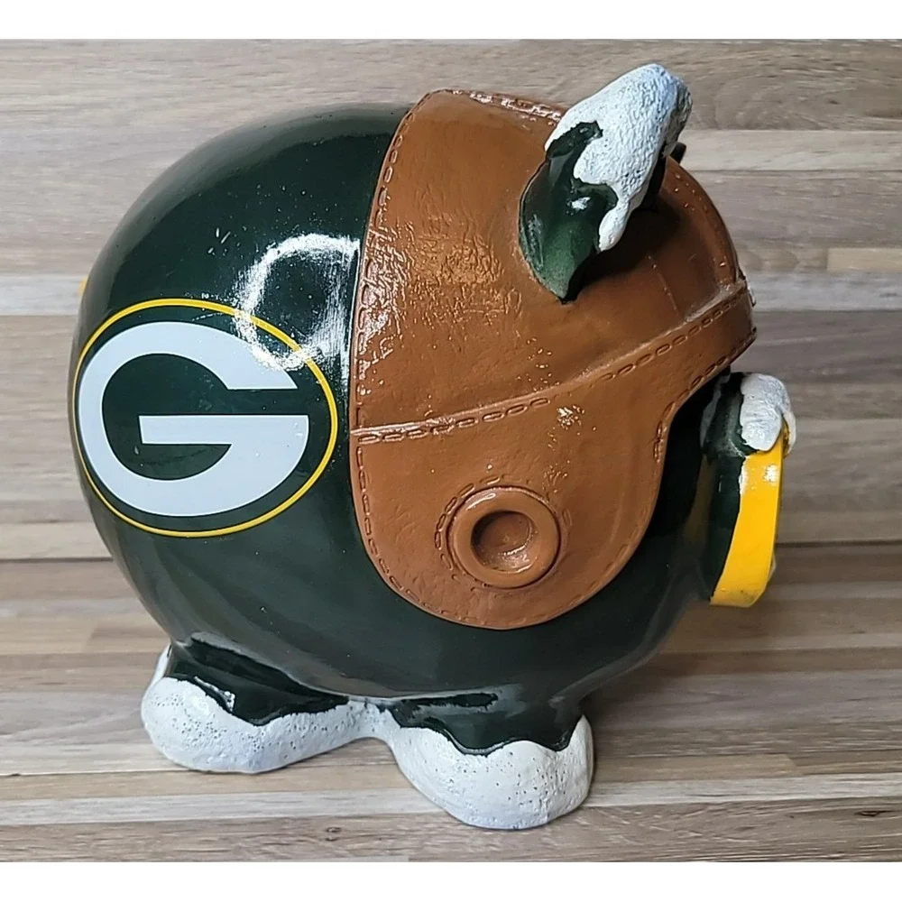 Green Bay Packers NFL Coin Piggy Bank‎ Snowy Cute Football Piggy Bank
